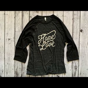 Hope + Love Bella Canvas Baseball Tee Shirt Size XL